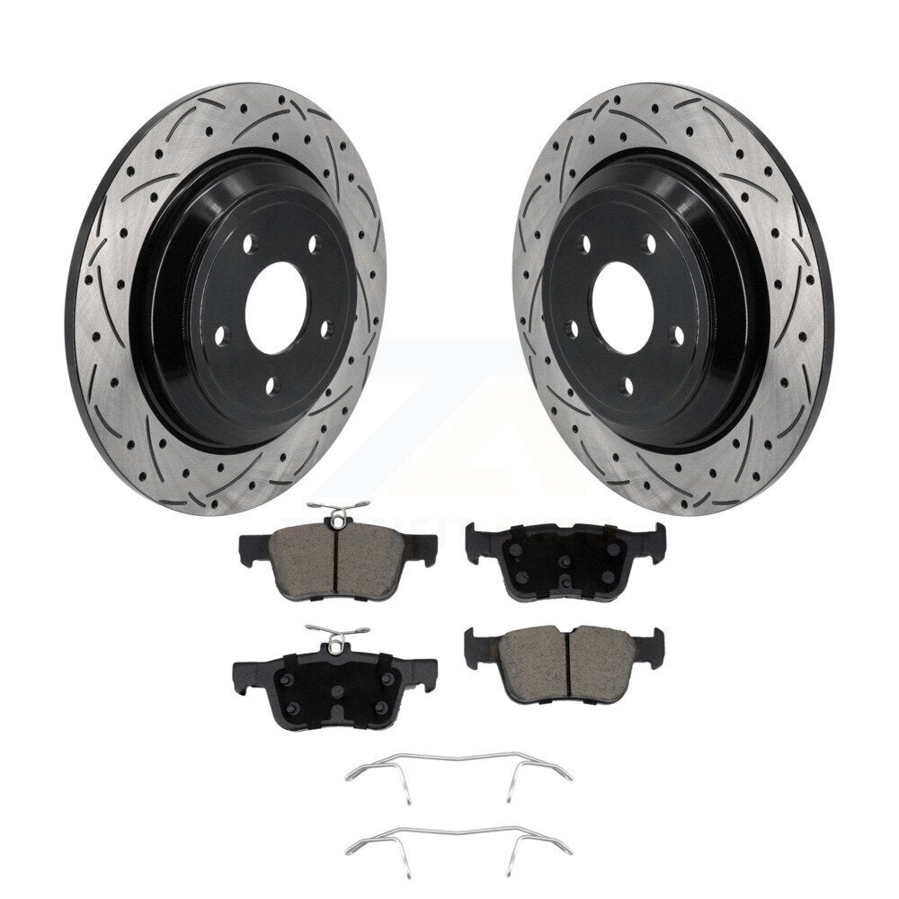 Drill Slot Brake Rotor Ceramic Pad Rear Kit For Ford Escape Bronco Sport Lincoln