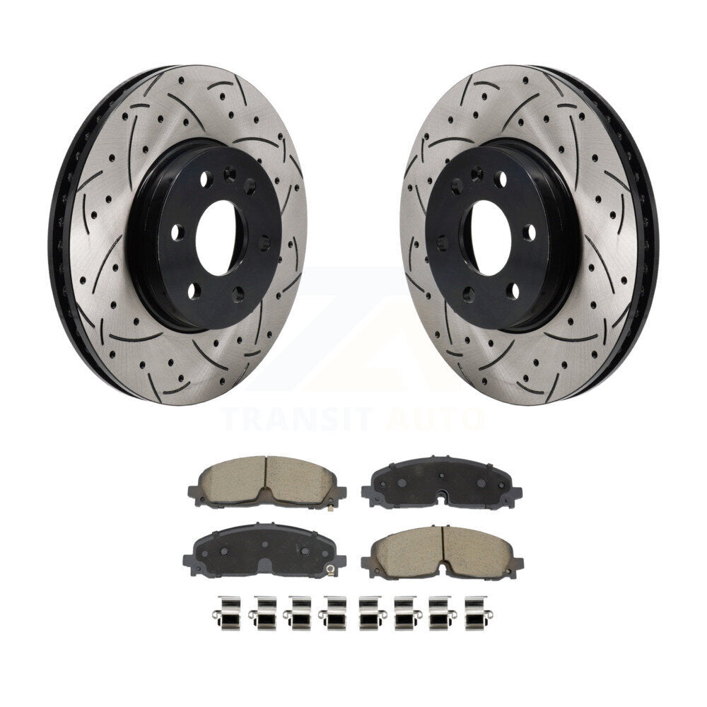 Drilled Slot Brake Rotor Ceramic Pad Front Kit For Chevrolet Colorado GMC Canyon