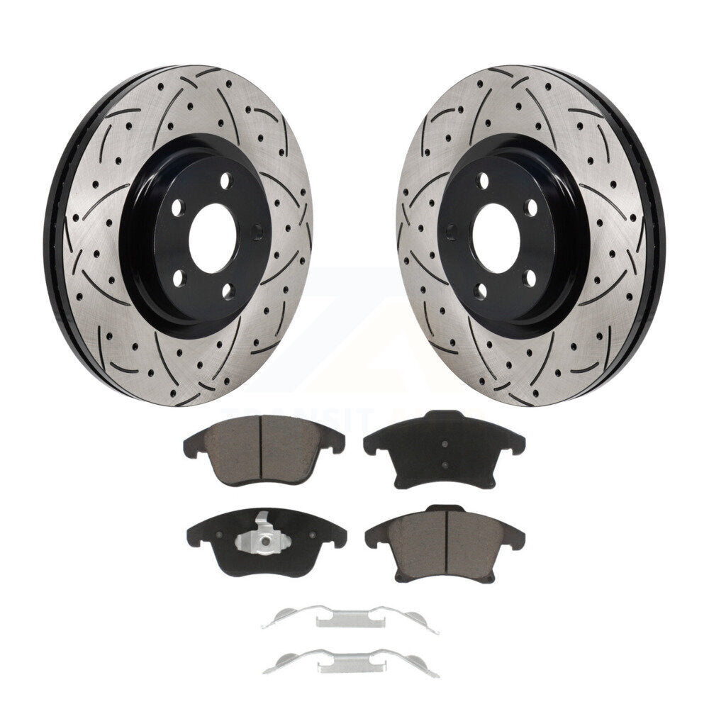 Drill Slot Disc Brake Rotor Ceramic Pad Front Kit For 2017-2020 Lincoln MKZ 2.0L