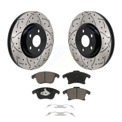 Drill Slot Disc Brake Rotor Ceramic Pad Front Kit For 2017-2020 Lincoln MKZ 2.0L