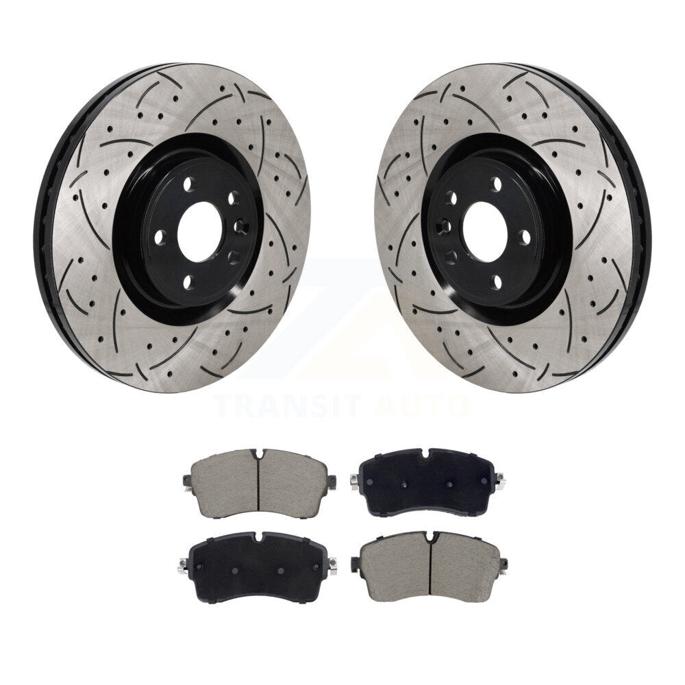 Drill Slot Brake Rotors Ceramic Pad Front Kit For Land Rover Range Evoque Jaguar