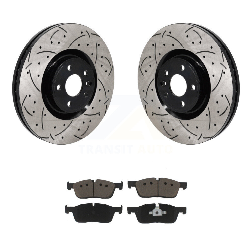 Drill Slot Disc Brake Rotor Ceramic Pad Front Kit For Land Rover Discovery Sport