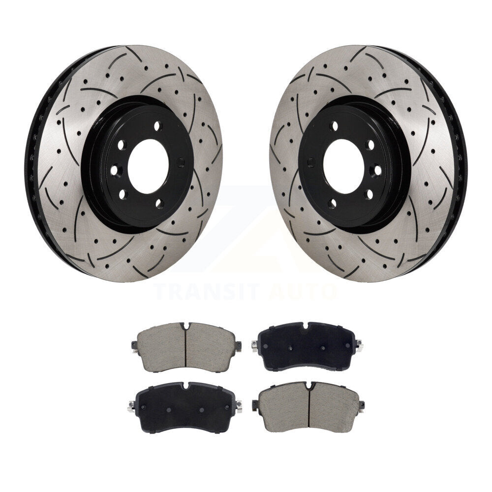 Drill Slot Disc Brake Rotor Ceramic Pad Front Kit For Land Rover Discovery Range
