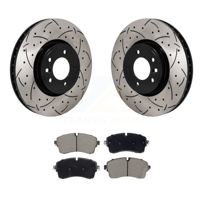 Drill Slot Disc Brake Rotor Ceramic Pad Front Kit For Land Rover Discovery Range