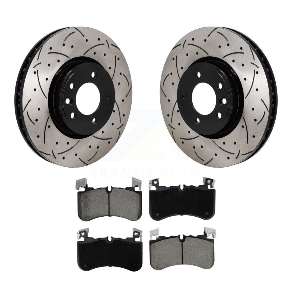 Drilled Slot Disc Brake Rotor & Ceramic Pad Front Kit For Land Rover Range Sport