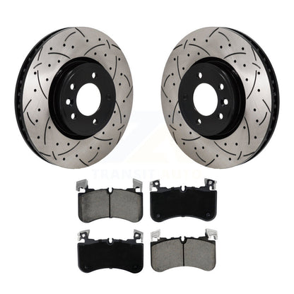Drilled Slot Disc Brake Rotor & Ceramic Pad Front Kit For Land Rover Range Sport