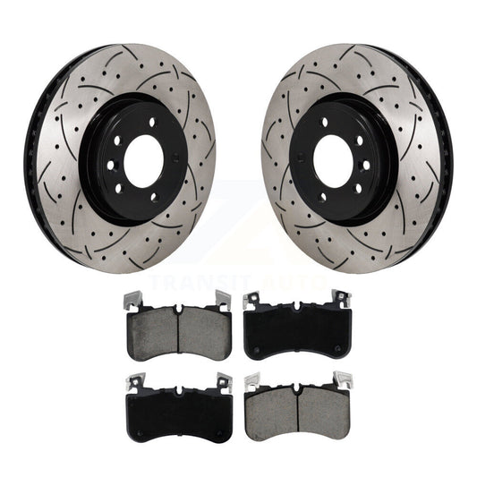 Drilled Slot Disc Brake Rotor & Ceramic Pad Front Kit For Land Rover Range Sport