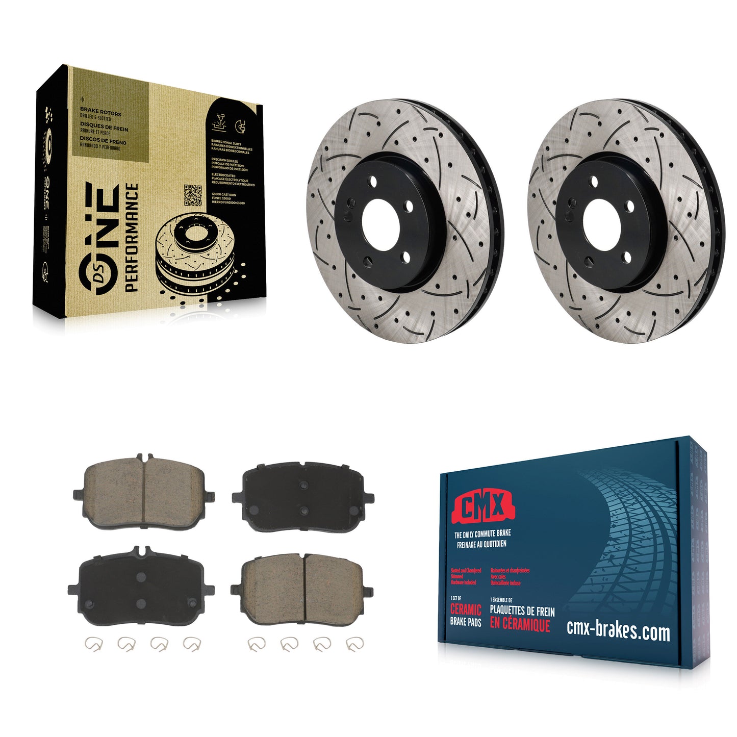 Drill Slot Disc Brake Rotors Ceramic Pad Front Kit For Mercedes-Benz A220 CLA250