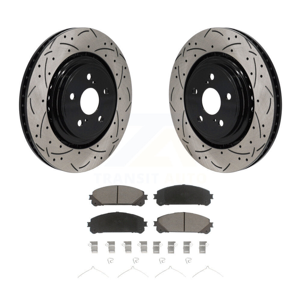 Drilled Slot Brake Rotor & Ceramic Pad Front Kit For 2020-2022 Toyota Highlander