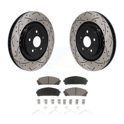 Drilled Slot Brake Rotor & Ceramic Pad Front Kit For 2020-2022 Toyota Highlander