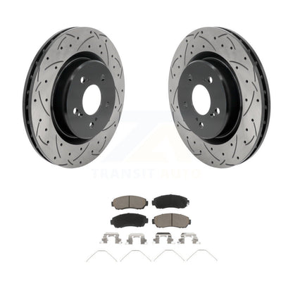 Drilled Slot Disc Brake Rotor Ceramic Pad Front Kit For 2021-2023 Acura TLX 2.0L