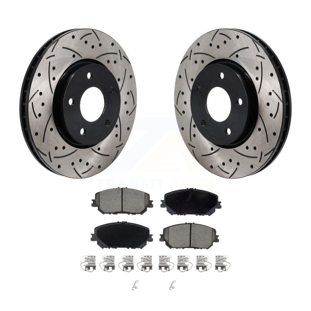 Coated Drilled Slotted Disc Brake Rotor & Ceramic Pad Front Kit For Nissan Rogue