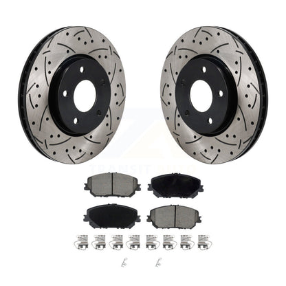 Coated Drilled Slotted Disc Brake Rotor & Ceramic Pad Front Kit For Nissan Rogue