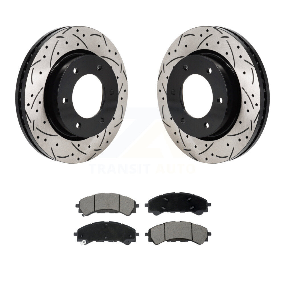 Coated Drill Slot Disc Brake Rotors Ceramic Pad Front Kit For Ford Ranger Bronco