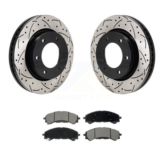 Coated Drill Slot Disc Brake Rotors Ceramic Pad Front Kit For Ford Ranger Bronco