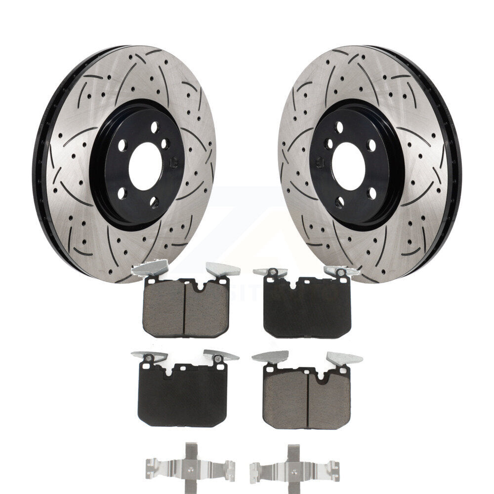 Drilled Slot Brake Rotor Ceramic Pad Front Kit For Mini Cooper John Works