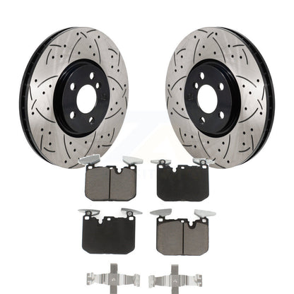 Drilled Slot Brake Rotor Ceramic Pad Front Kit For Mini Cooper John Works