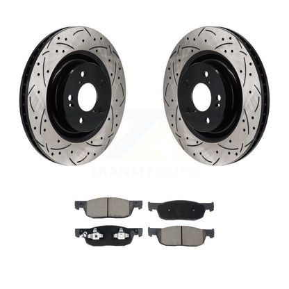 Drilled Slot Disc Brake Rotor Ceramic Pad Front Kit For 2022-2023 Acura MDX 3.5L