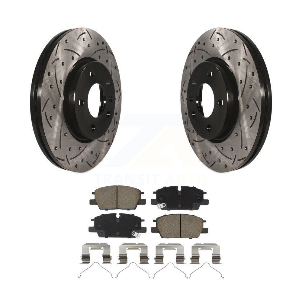 Drilled Slot Brake Rotor Ceramic Pad Front Kit For Chevrolet GMC Terrain Equinox