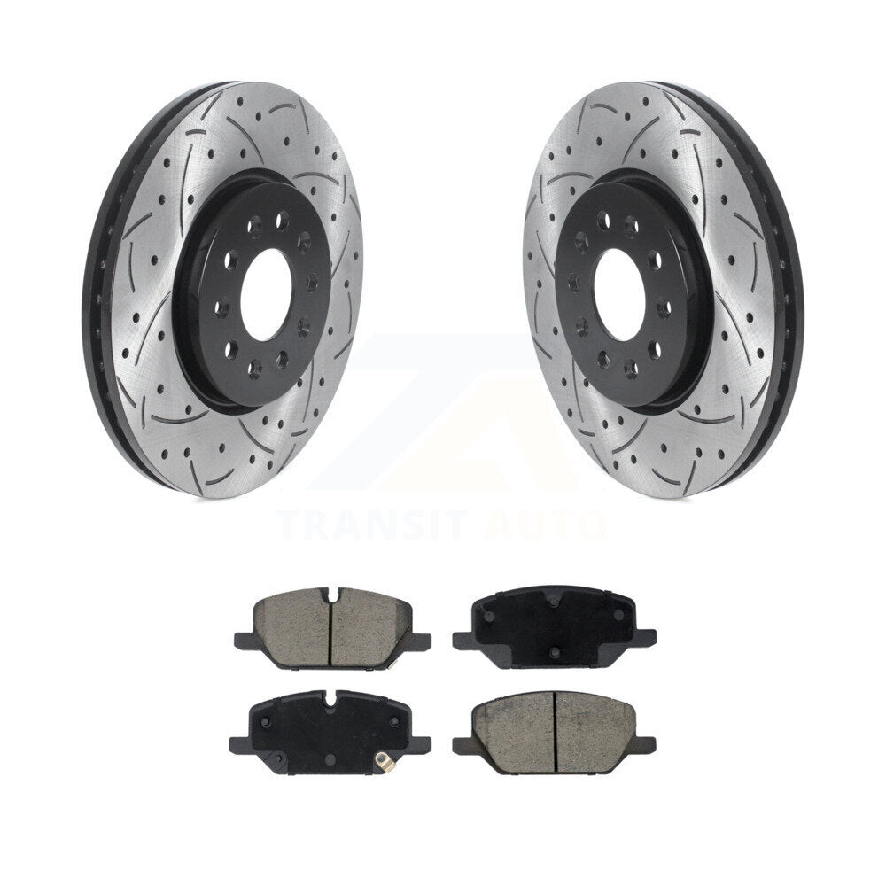 Drilled Slot Brake Rotor Ceramic Pad Front Kit For Chevrolet Equinox GMC Terrain