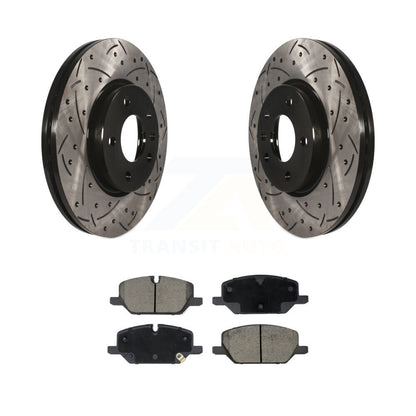 Coated Drilled Slotted Disc Brake Rotors & Ceramic Pad Front Kit For GMC Terrain