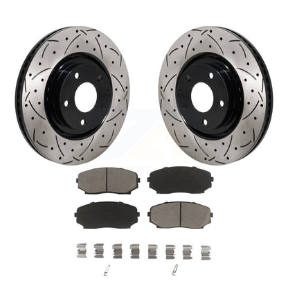 Coated Drilled Slot Disc Brake Rotor & Ceramic Pad Front Kit For Mazda CX-5 CX-9