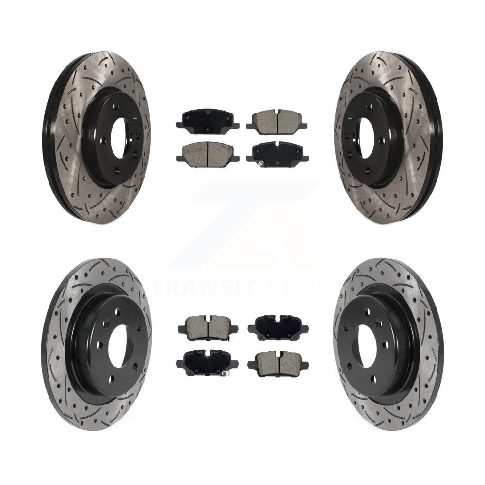 Coated Drilled Slot Disc Brake Rotors Ceramic Pad Front Rear Kit For GMC Terrain