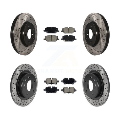 Coated Drilled Slot Disc Brake Rotors Ceramic Pad Front Rear Kit For GMC Terrain