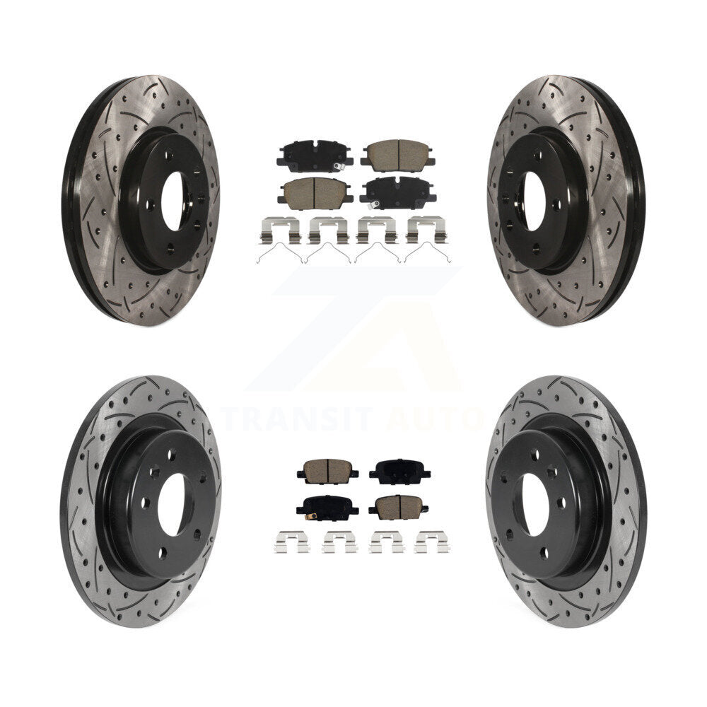 Coat Drill Slot Disc Brake Rotor Ceramic Pad Front Rear Kit For Chevrolet Malibu