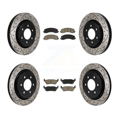 Drill Slot Disc Brake Rotor Ceramic Pad Front Rear Kit For Ford F-150 Expedition