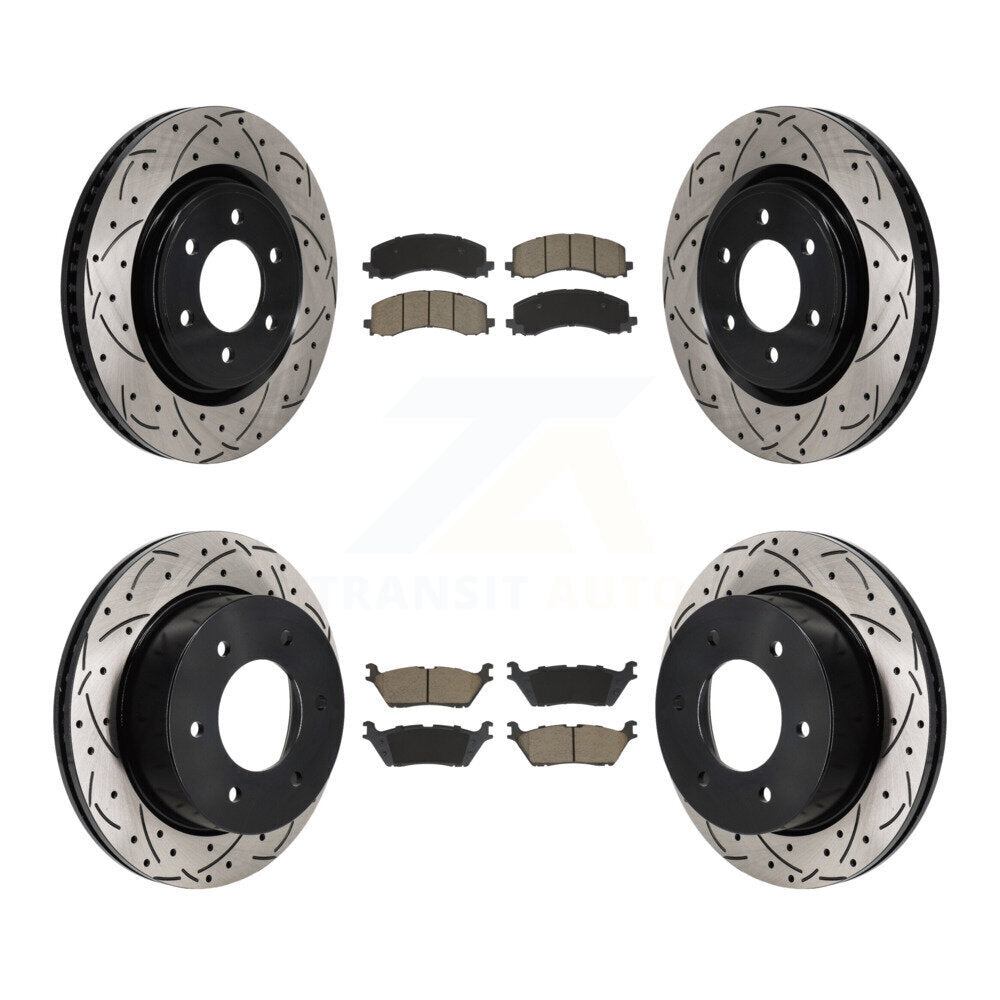 Drill Slot Brake Rotor Ceramic Pad Front Rear Kit For 2022-2023 Ford Bronco 3.0L
