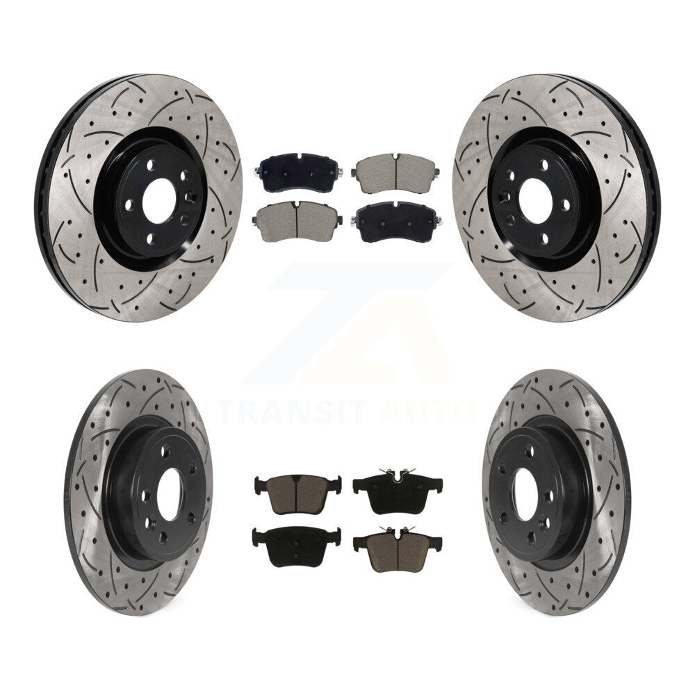 Coated Drill Slot Disc Brake Rotors Ceramic Pad Front Rear Kit For Jaguar E-Pace