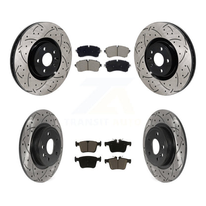 Coated Drill Slot Disc Brake Rotors Ceramic Pad Front Rear Kit For Jaguar E-Pace