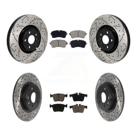 Coated Drill Slot Disc Brake Rotors Ceramic Pad Front Rear Kit For Jaguar E-Pace