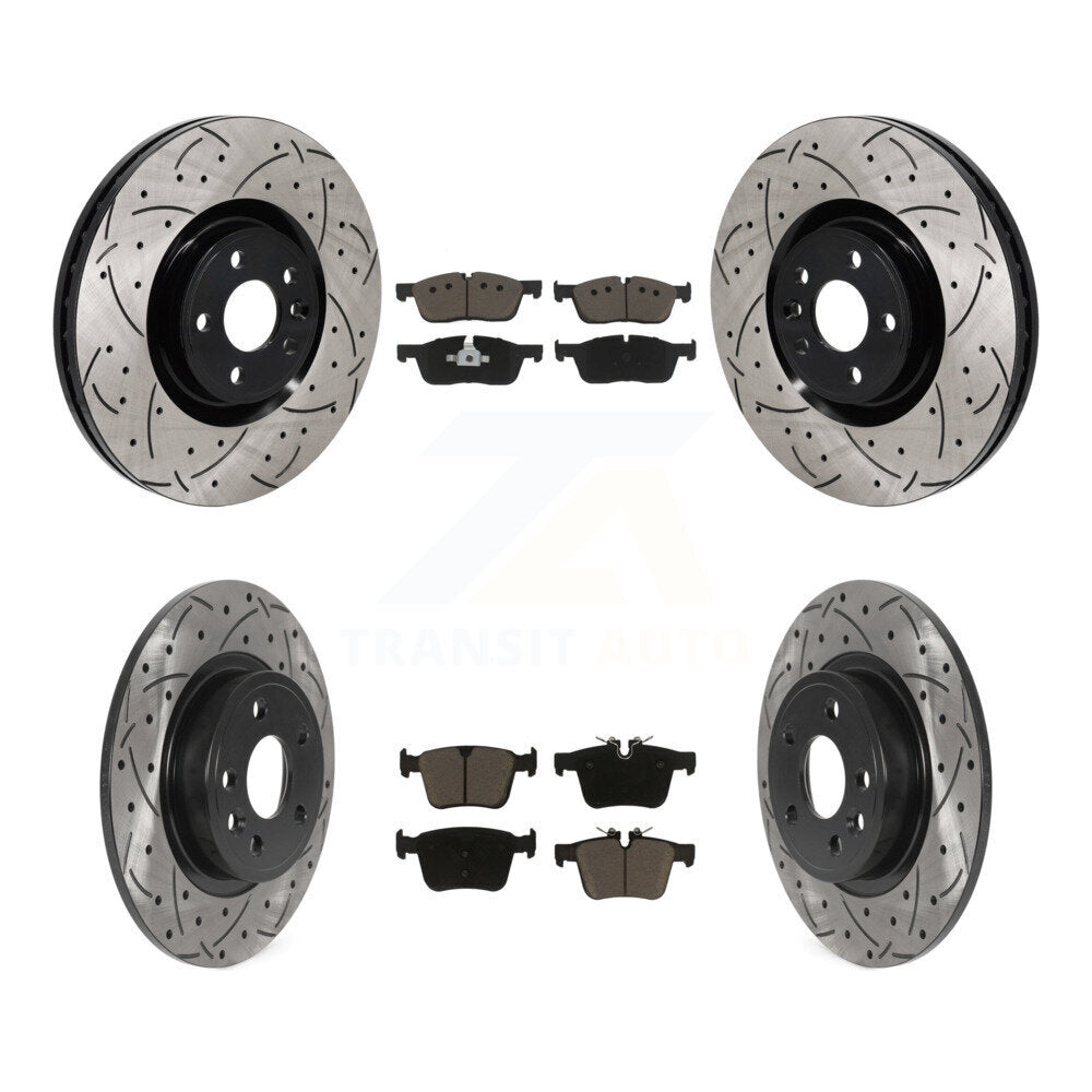 Drill Slot Brake Rotor Ceramic Pad Front Rear Kit For Land Rover Discovery Sport