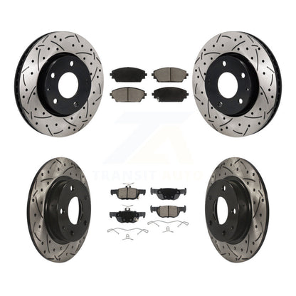 Drilled Slot Disc Brake Rotor & Ceramic Pad Front Rear Kit For Mazda 3 Sport FWD