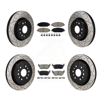 Drilled Slot Brake Rotor Ceramic Pad Front Rear Kit For Ram 1500 Jeep Wagoneer L