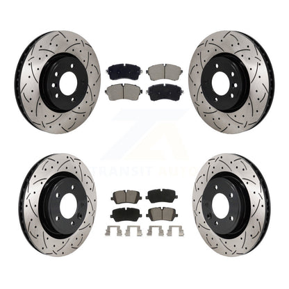 Drill Slot Brake Rotor Ceramic Pad Front Rear Kit For Land Rover Discovery Range