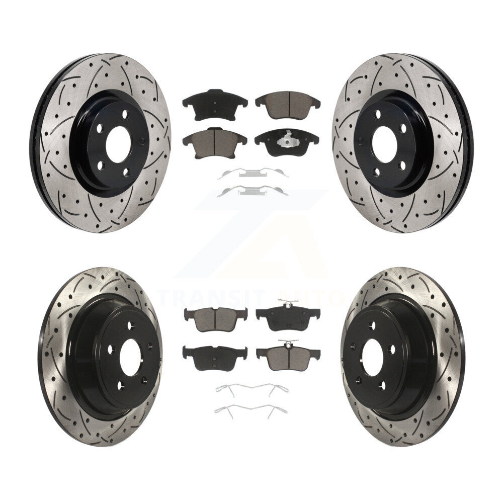Drill Slot Brake Rotor Ceramic Pad Front Rear Kit For 2017-2020 Lincoln MKZ 2.0L