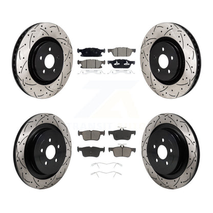 Drill Slot Brake Rotors Ceramic Pad Front Rear Kit For 19 Ford Edge ST with 2.7L