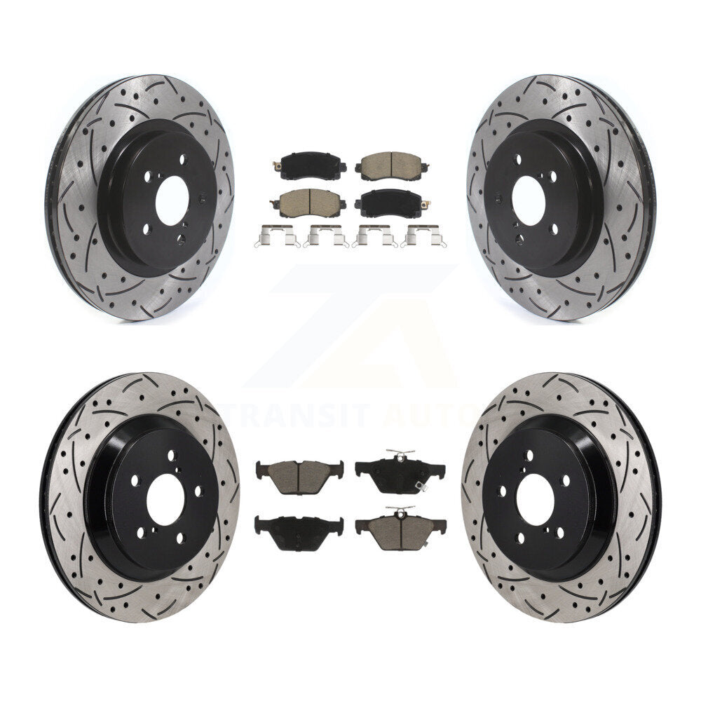 Coat Drill Slot Disc Brake Rotor Ceramic Pad Front Rear Kit For Subaru Crosstrek