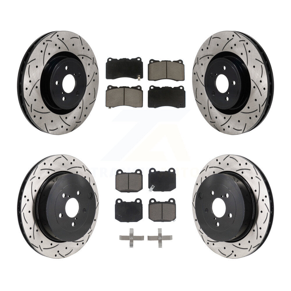 Drill Slot Disc Brake Rotors Ceramic Pad Front Rear Kit For Subaru BRZ Toyota 86