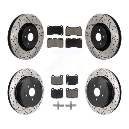 Drill Slot Disc Brake Rotors Ceramic Pad Front Rear Kit For Subaru BRZ Toyota 86