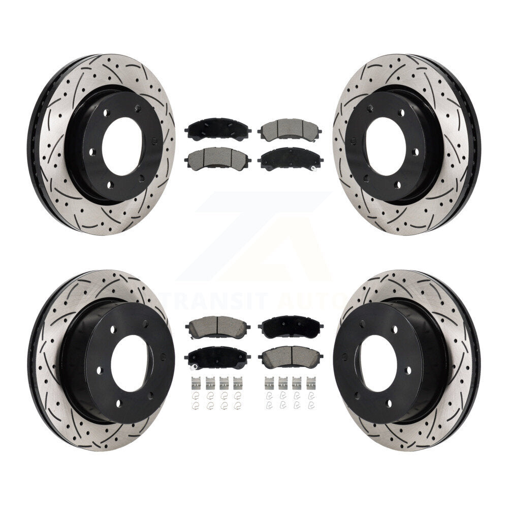 Drill Slot Disc Brake Rotor Ceramic Pad Front Rear Kit For 2019-2023 Ford Ranger