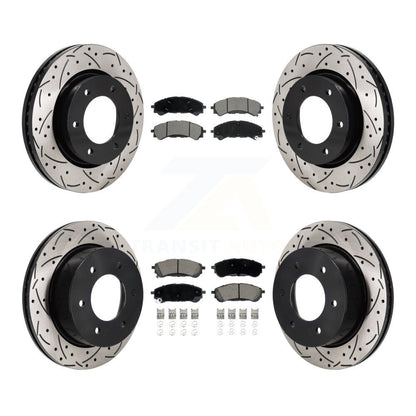 Drill Slot Disc Brake Rotor Ceramic Pad Front Rear Kit For 2019-2023 Ford Ranger