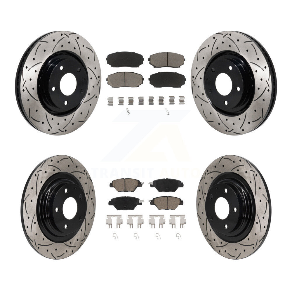 Drill Slot Disc Brake Rotors Ceramic Pad Front Rear Kit For 2016-2023 Mazda CX-9