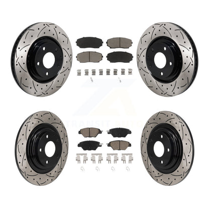 Drill Slot Disc Brake Rotors Ceramic Pad Front Rear Kit For 2016-2023 Mazda CX-9