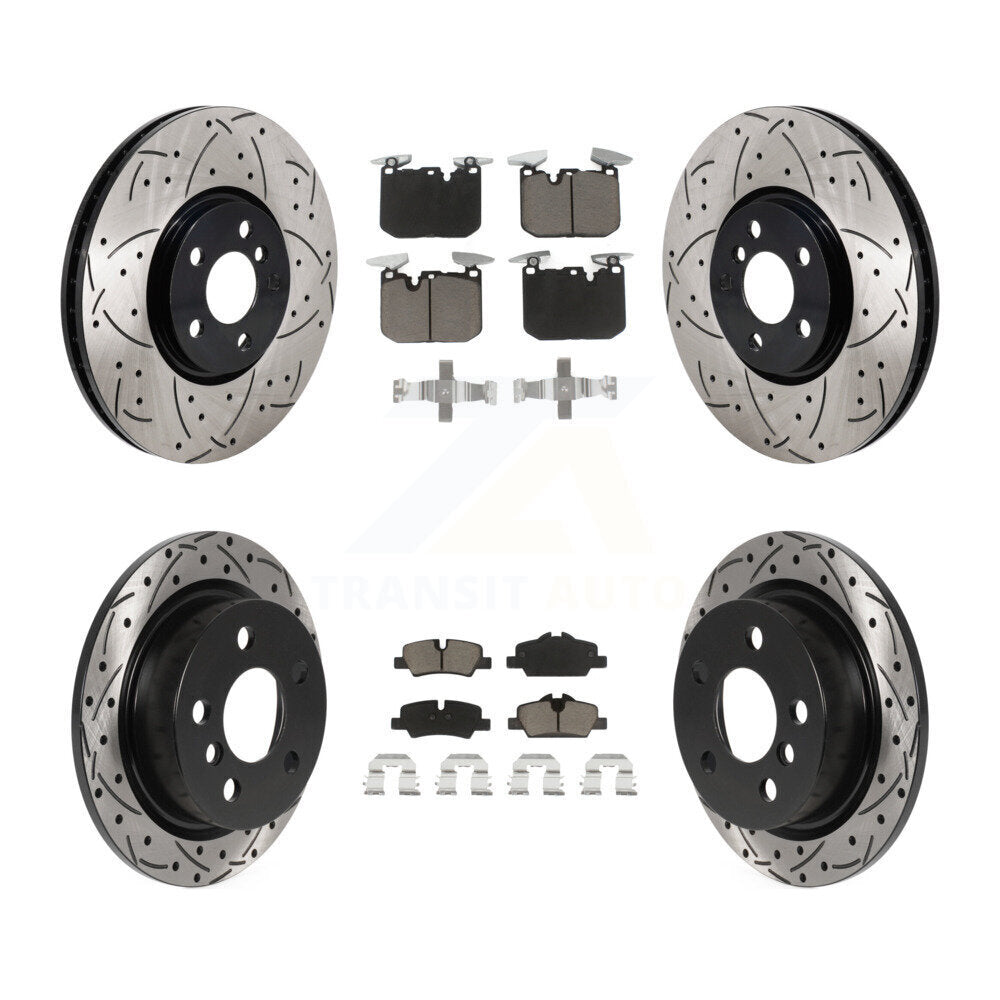 Coated Drilled Slot Disc Brake Rotors Ceramic Pad Front Rear Kit For Mini Cooper