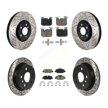 Coated Drilled Slot Disc Brake Rotors Ceramic Pad Front Rear Kit For Mini Cooper
