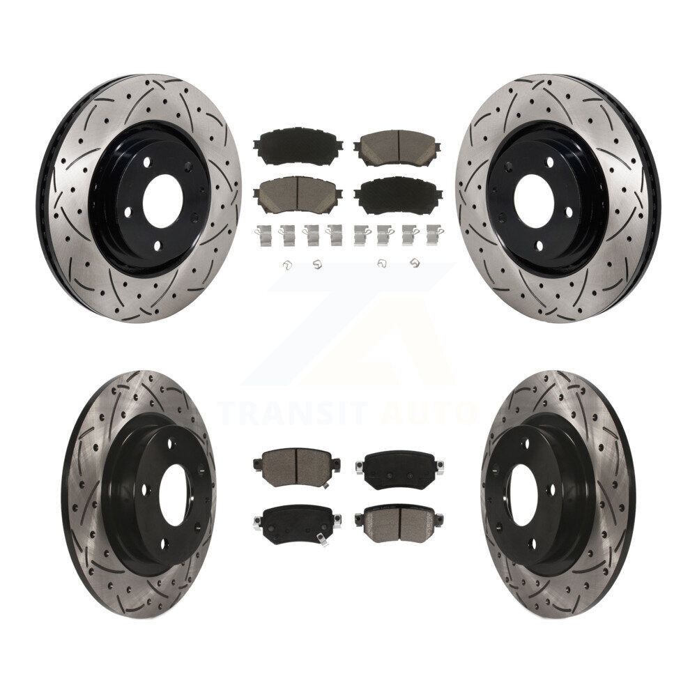 Drill Slot Brake Rotors Ceramic Pad Front Rear Kit For 2021 Mazda 6 Turbocharged